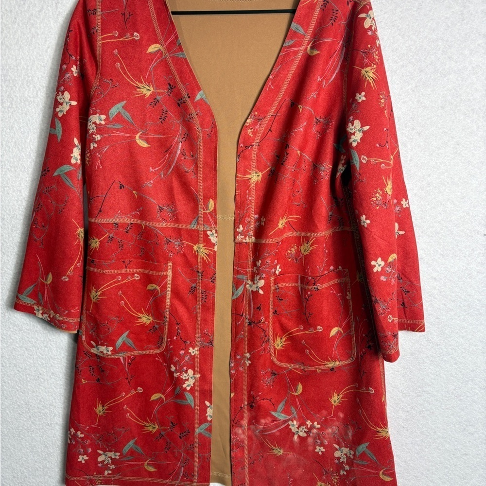 Solitaire Floral Red Kimono Robe